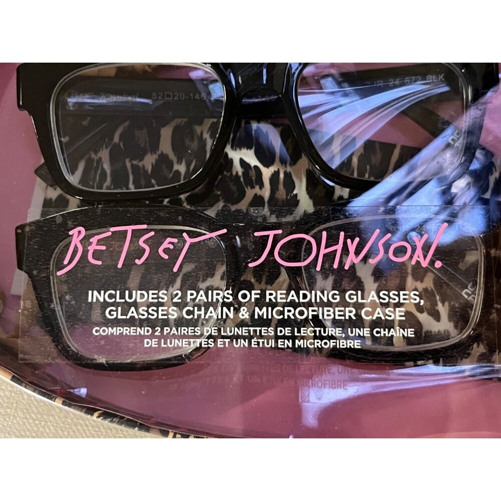 Betsey Johnson Reading Glasses Set 2 Pair +3.00 Black & Tortoise w/ Case NEW - Picture 5 of 8